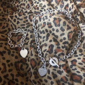 Heart charm bracelet and necklace